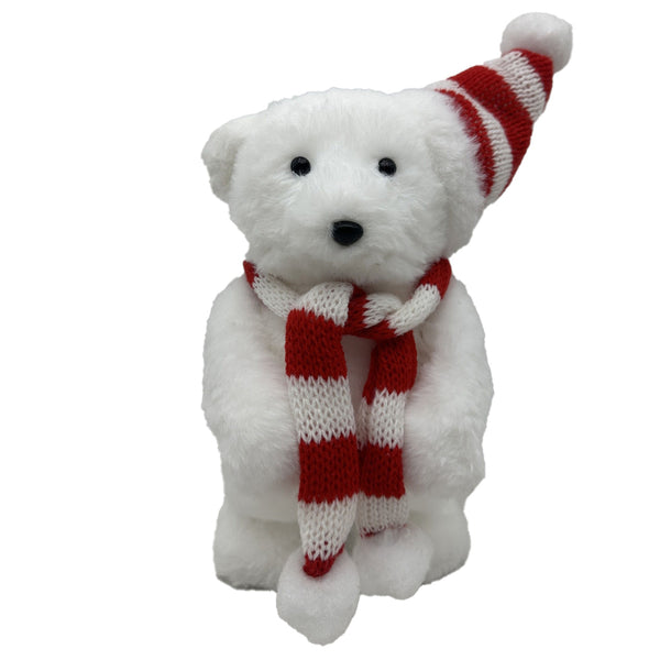 Standing Polar Bear With Hat & Scarf