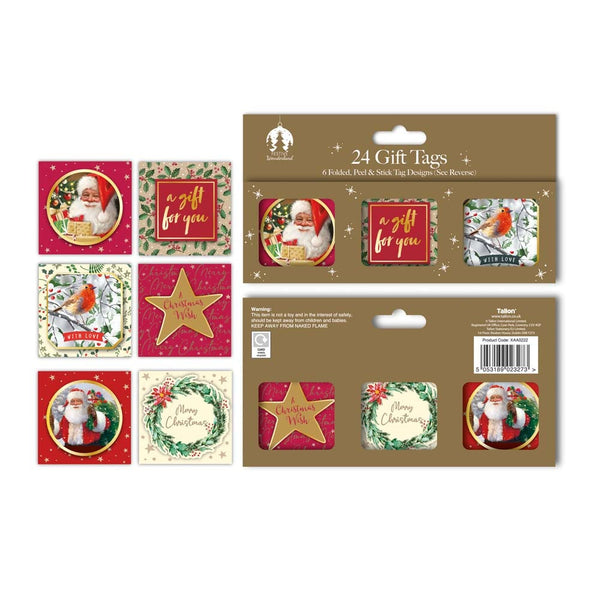 Festive Wonderland Self Adhesive Christmas Gift Tags Traditional | Pack of 18