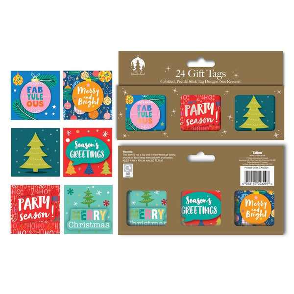 Festive Wonderland Self Adhesive Christmas Gift Tags Contemporary | Pack of 18