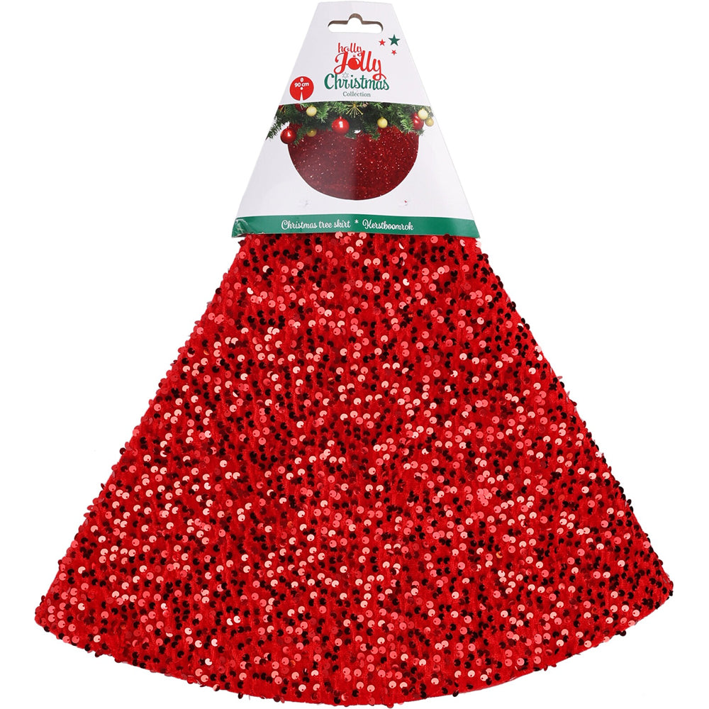 Red Sequin Christmas Tree Skirt | 90cm