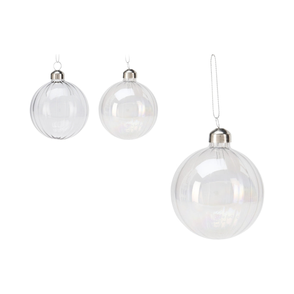 Clear Stripe Bauble | Assorted | 8cm