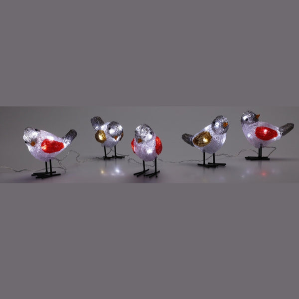 Christmas Themed LED Light Up Birds | Set of 5