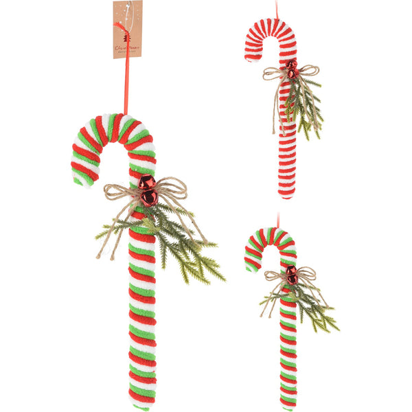 Candy Cane Decoration with Bells | Assorted | 30cm