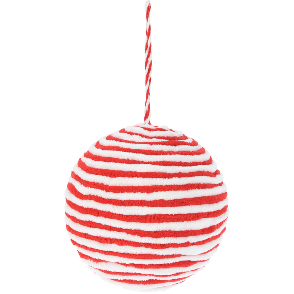 Red & White Stripe Soft Bauble | 15cm