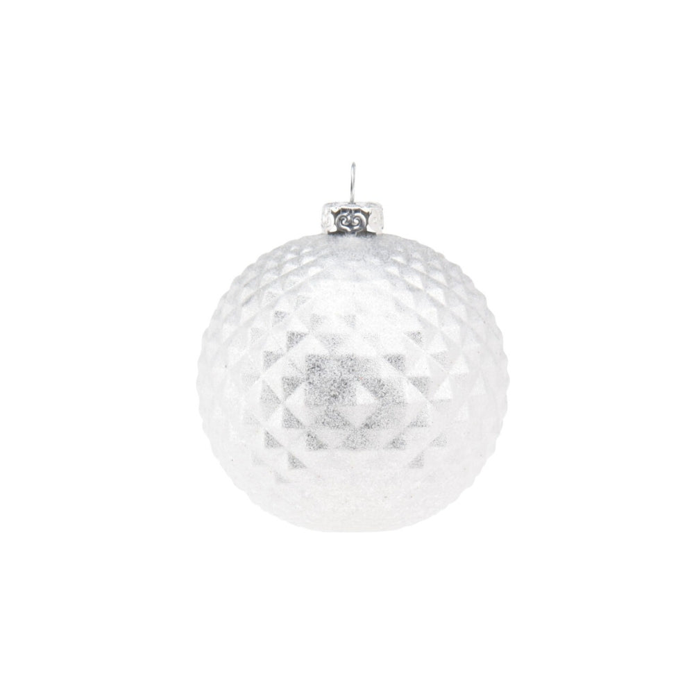 Silver Diamond Effect Bauble | 8cm