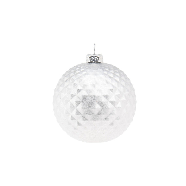 Silver Diamond Effect Bauble | 8cm