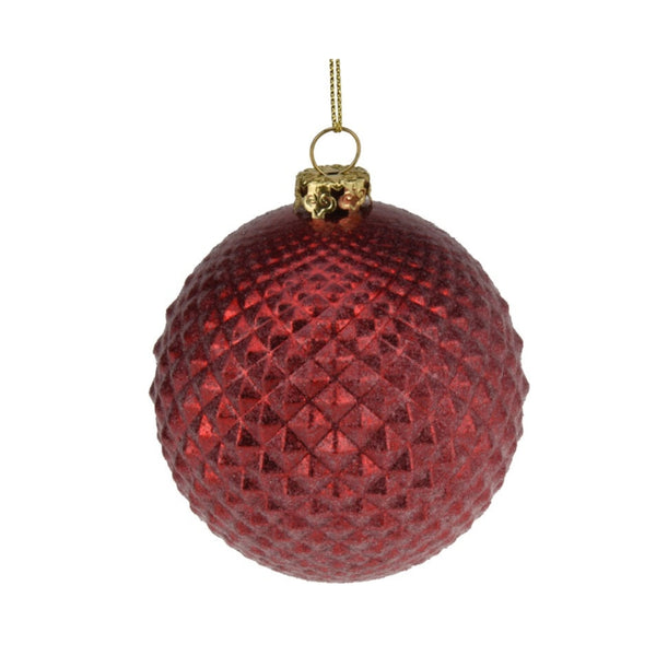 Red Diamond Effect Bauble | 8cm