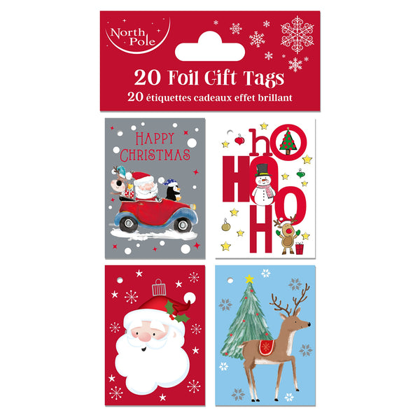 North Pole Foil Gift Tags Cute | Pack of 20