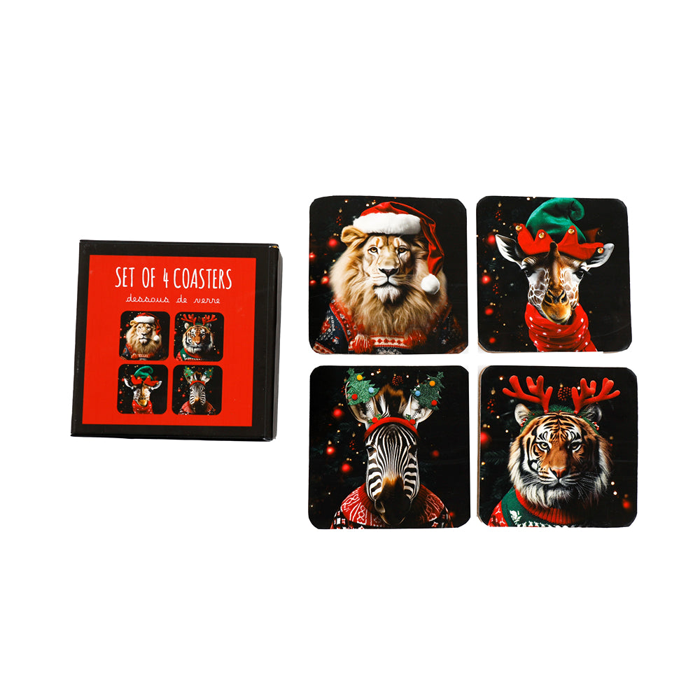 Christmas Zoo Animal Coasters | Pack of 4