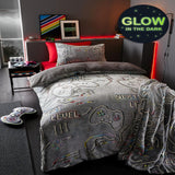 Catherine Lansfield Game Over Glow In The Dark Single Duvet Cover Set  Grey