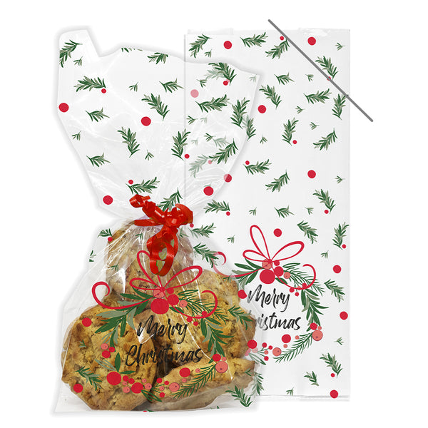 Anniversary House Wreath Design Christmas Treat Bags | Pack of 20