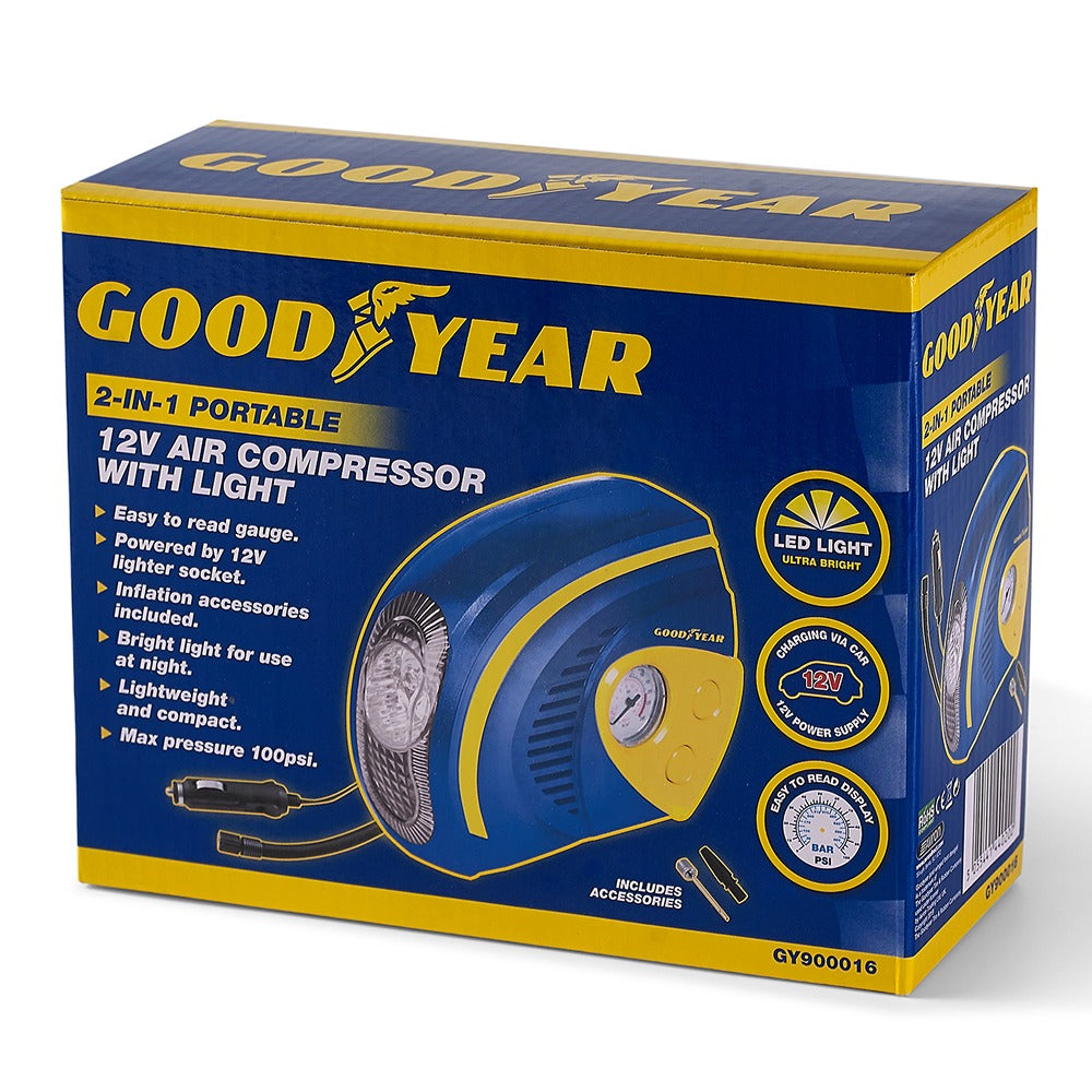 Goodyear Air Compressor | 12V 100psi Compact Design