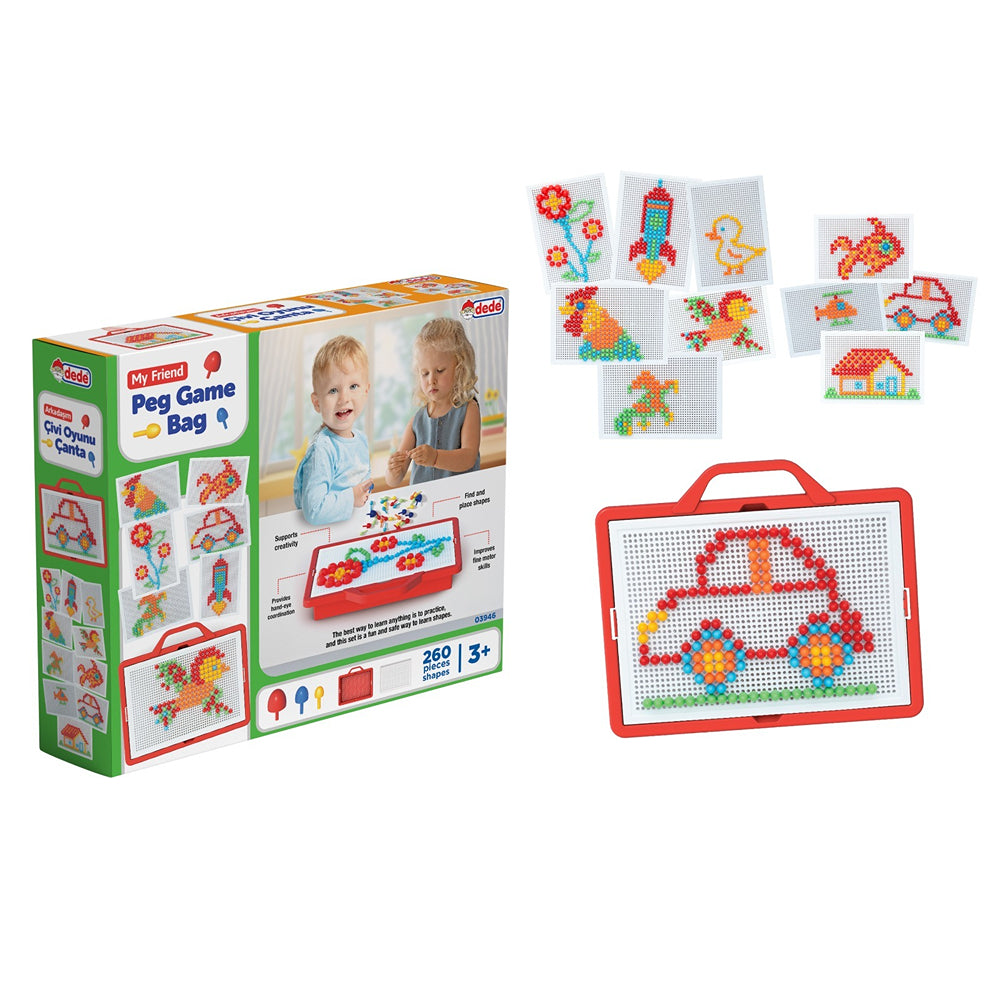 My Friend Peg Game Bag 260-Piece Colourful Peg Set for Creative Play