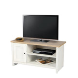 Urban Living Virginia TV Unit | Natural Wood Top and White Body | L95 x H49 cm