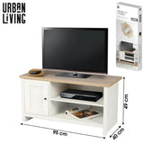 Urban Living Virginia TV Unit | Natural Wood Top and White Body | L95 x H49 cm