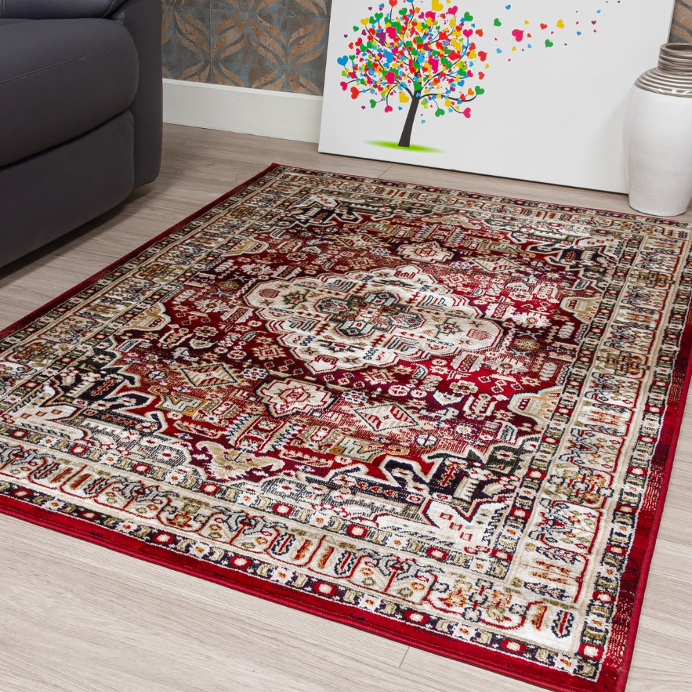 Aziza Medallion Red Rug | Classic Elegance for Modern Homes