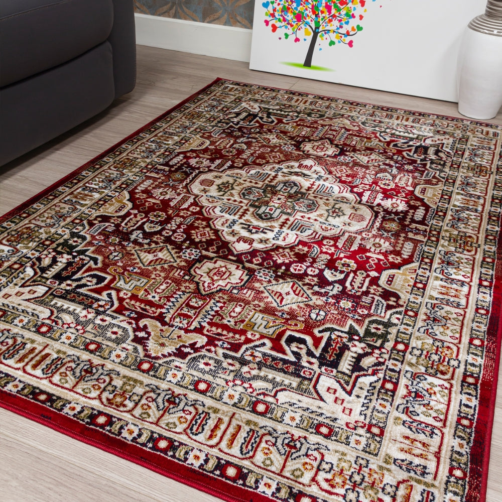 Aziza Medallion Red Rug | Classic Elegance for Modern Homes