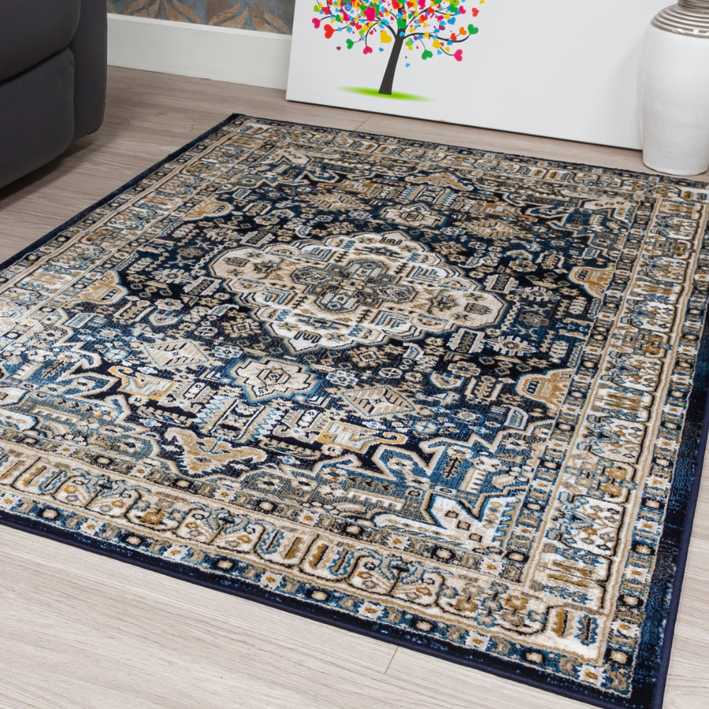 Aziza Medallion Navy Rug | Timeless Design for Every Home