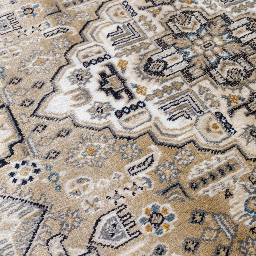 Aziza Medallion Beige Rug | Classic Elegance & Plush Comfort