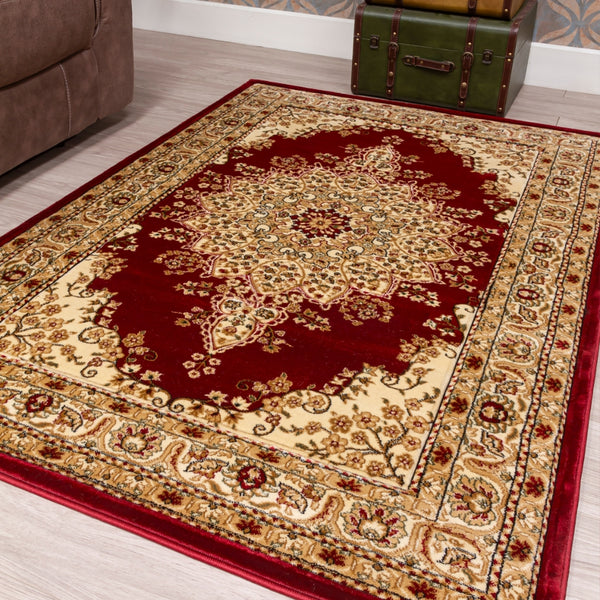 Classique Medallion Red Rug | Traditional Elegance Meets Modern Comfort