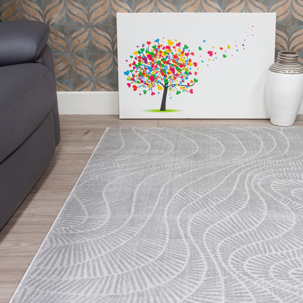 Elements Zahara Grey Rug | Soft & Modern Wave Design