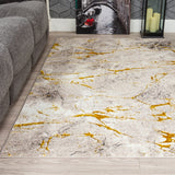 Glitz Marble Ochre Luxury Rug | Soft, Durable & Stylish Design