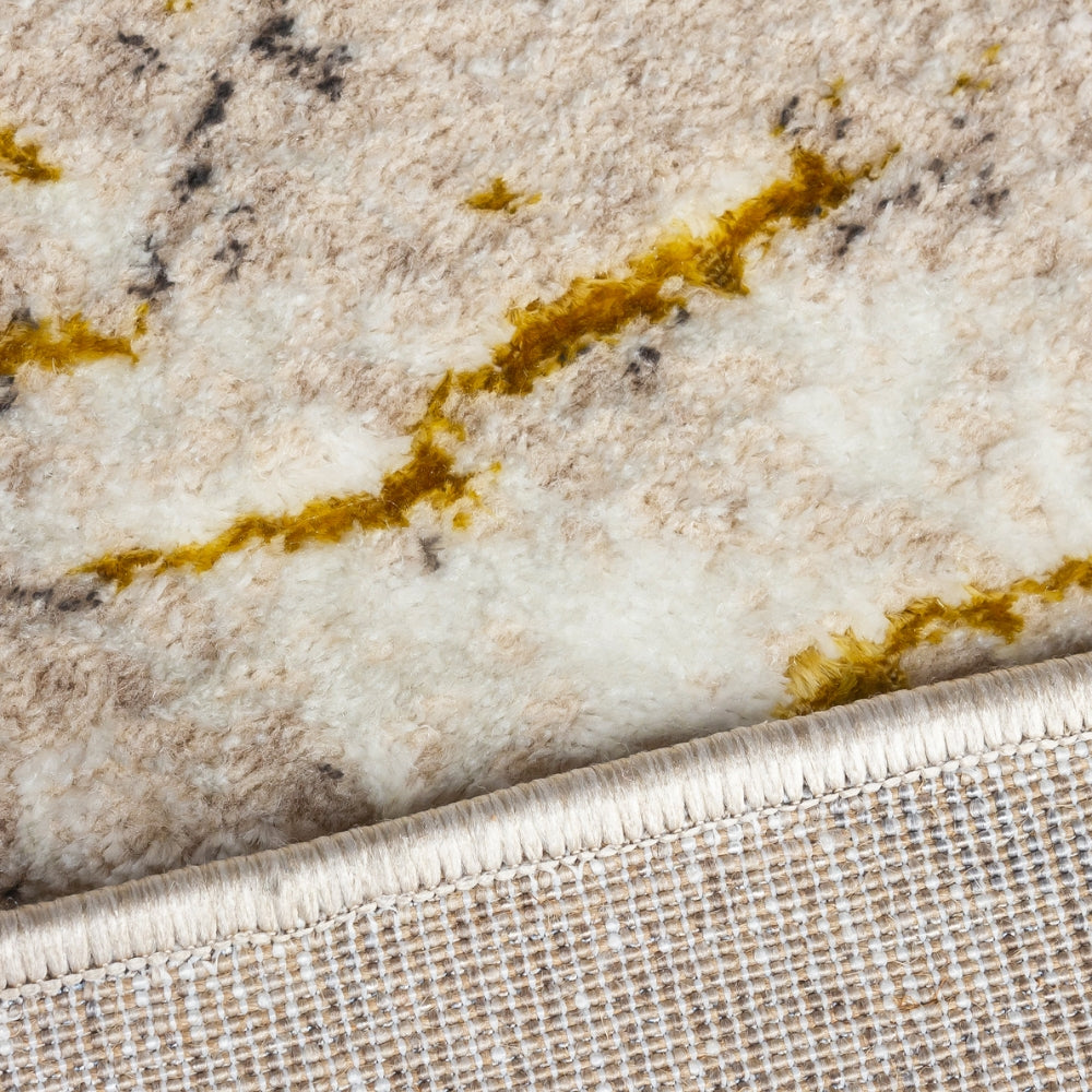 Glitz Marble Ochre Luxury Rug | Soft, Durable & Stylish Design