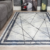 Glitz Art Deco Blue Rug | Modern Geometric Design, Plush Comfort