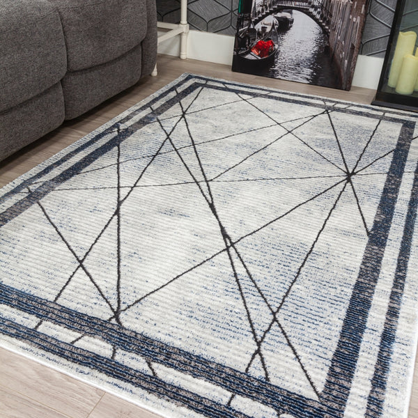 Glitz Art Deco Blue Rug | Modern Geometric Design, Plush Comfort