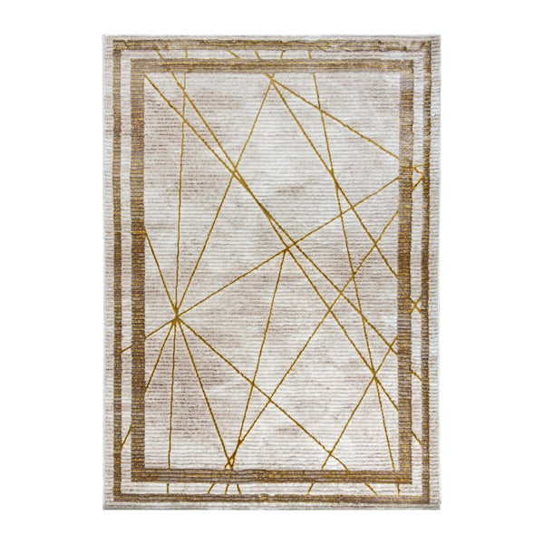 Glitz Art Deco Rug | Chic Geometric Design in Ochre & Beige