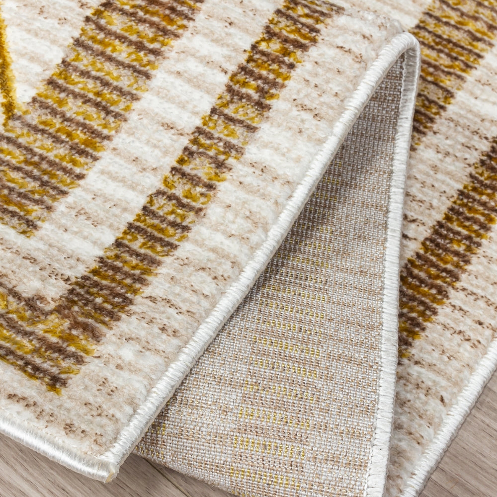 Glitz Art Deco Rug | Chic Geometric Design in Ochre & Beige