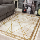 Glitz Art Deco Rug | Chic Geometric Design in Ochre & Beige