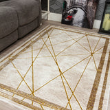 Glitz Art Deco Rug | Chic Geometric Design in Ochre & Beige