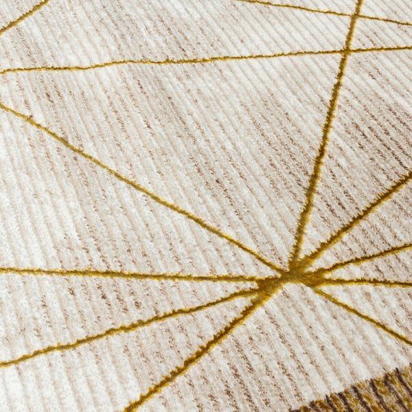 Glitz Art Deco Rug | Chic Geometric Design in Ochre & Beige