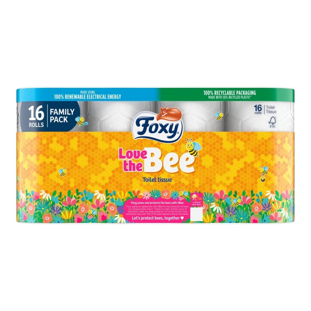 Foxy Love The Bee Eco-Friendly Toilet Roll | 2-Ply | Pack of 16