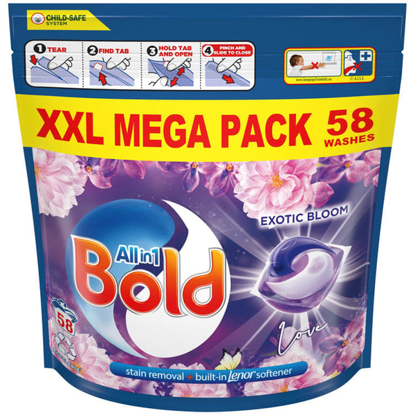 Bold All-in-1 Laundry Pods | Exotic Bloom Fragrance | Pack of 58