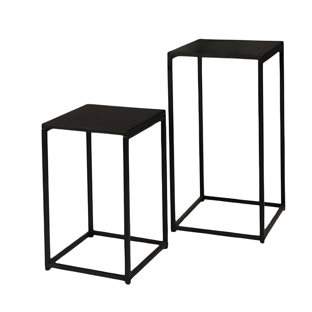 Urban Living Madison Minimalist Black Metal Stand Tables | Set of 2