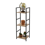 Urban Living Colorado 3 Tier Shelf | Black Metal and Wood | 29x23.5x80cm