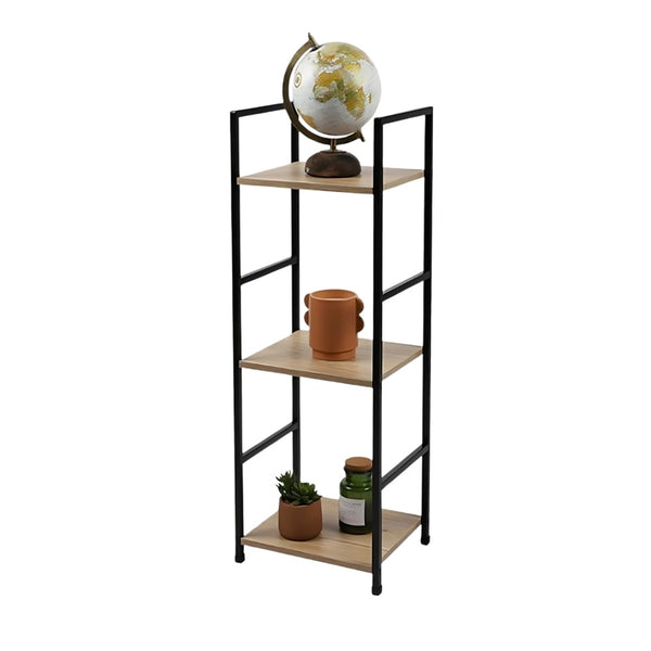 Urban Living Colorado 3 Tier Shelf | Black Metal and Wood | 29x23.5x80cm