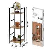 Urban Living Colorado 3 Tier Shelf | Black Metal and Wood | 29x23.5x80cm