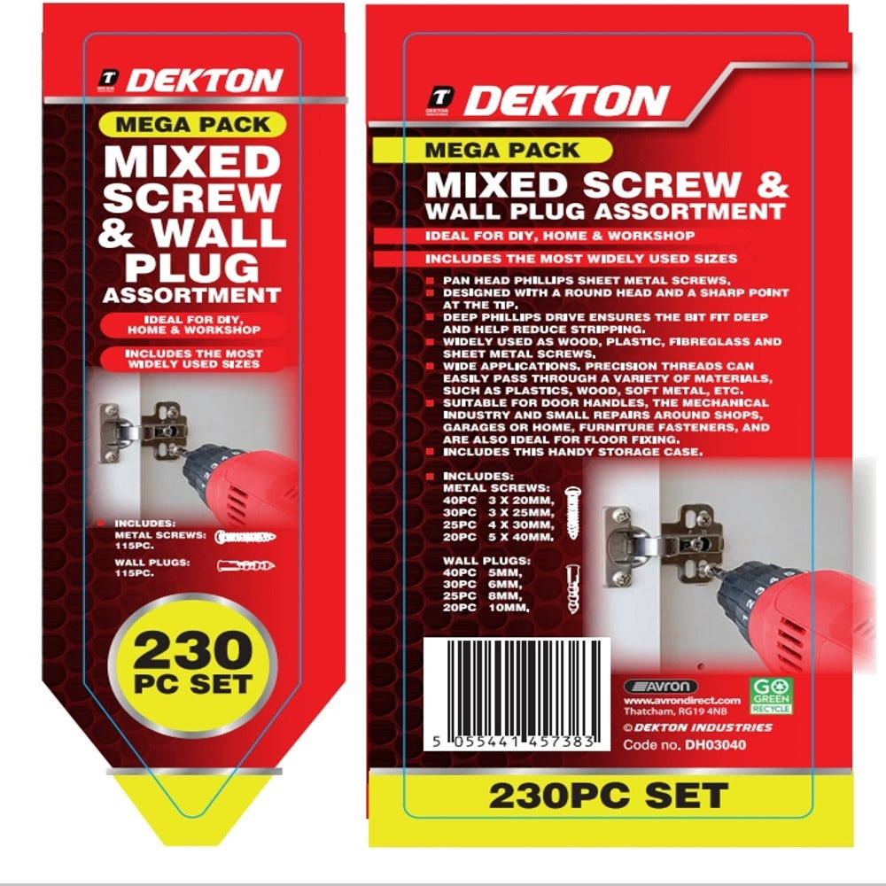 dekton mixed screw  wall plugs set  versatile fastening kit