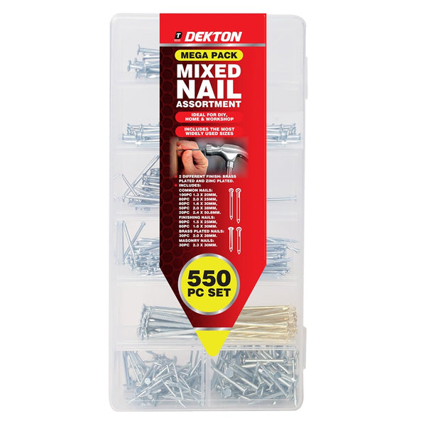 dekton nail assortment  550 pack with storage case