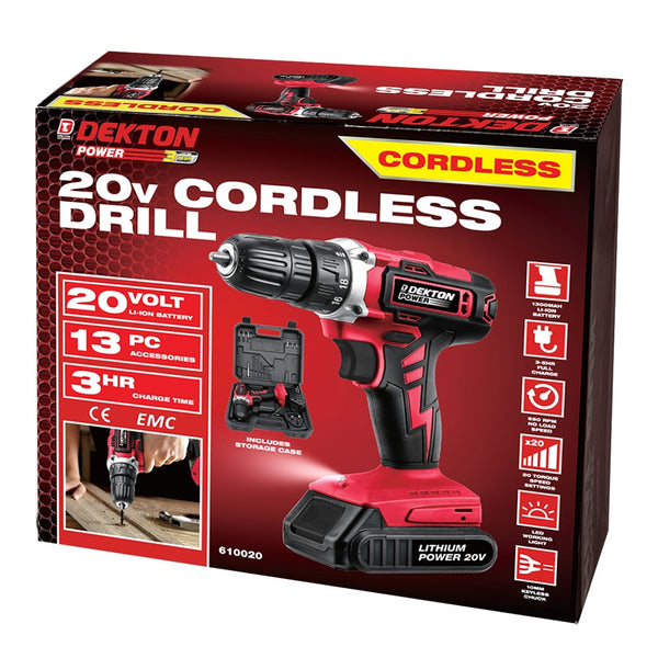 dekton cordless drill set  20v 16 piece