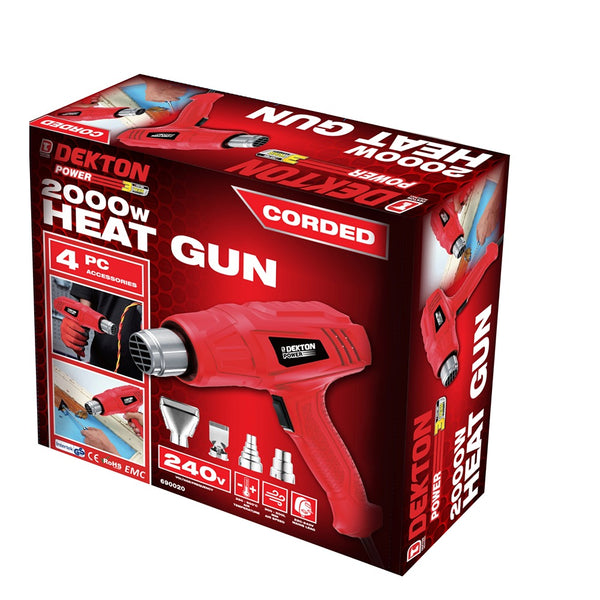 dekton 2000w heat gun  adjustable temperature  ergonomic design