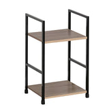 Urban Living Colorado 2 Tier Shelf | Black Metal Frame with Wooden Shelves