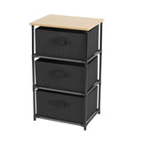 Urban Living Modern 3 Drawer Chest | 68cm Black Fabric Drawers