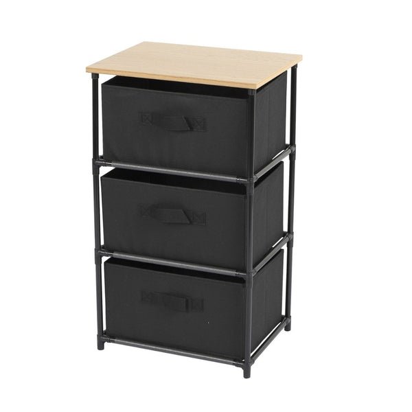 Urban Living Modern 3 Drawer Chest | 68cm Black Fabric Drawers