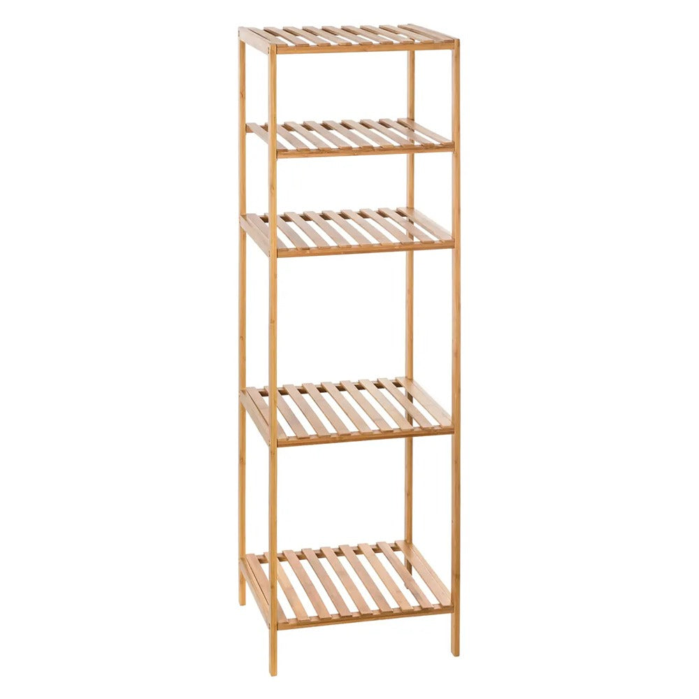 5FIVE Bamboo 4 Box Shelving Unit | Five-Tier Slatted Design