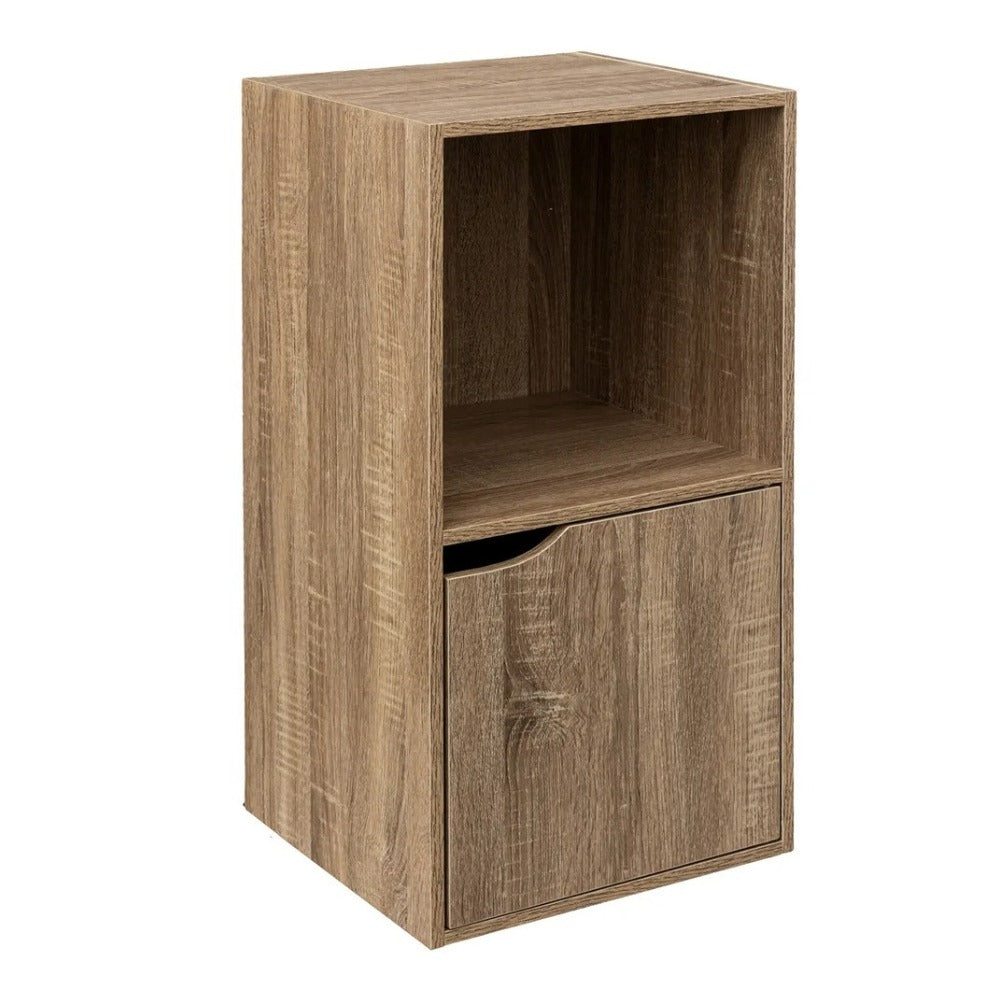 5FIVE Natural Wood 2 Shelves Unit with Doors | Rustic Finish