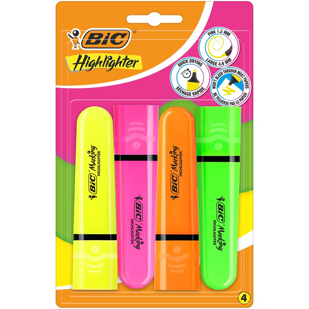 BIC Dual-Tip Neon Highlighters | 4 Pack